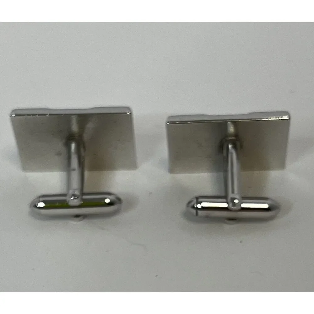 Vintage Swank Silver Colored Red‎ rhinestone Rectangle Cufflinks